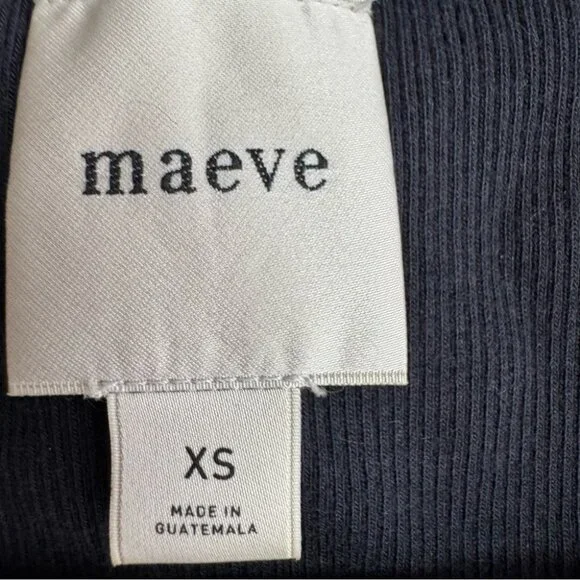 Maeve tank top black ribbed square neckline stretchy basic casual top shirt luxe - Picture 2 of 4